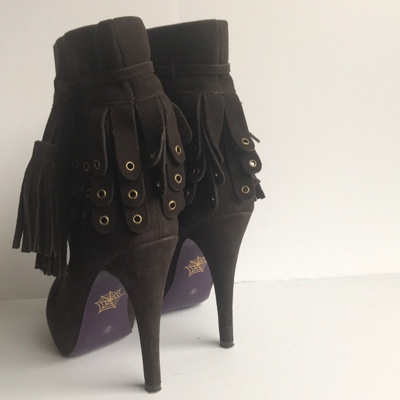 Mojo Moxy Suede Fringe Bootie 9M - Picture 7 of 8
